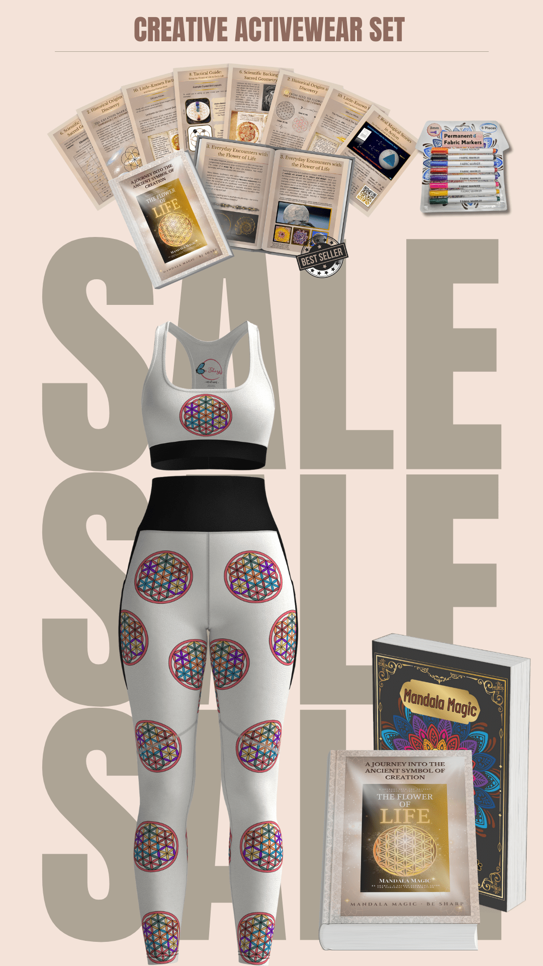Creative Activewear Set | Premium Bundle by Be Sharp (Bra + All - Over Design Legging + Marker) from Be Sharp – Spiritual Apparel & Wellness Goods
