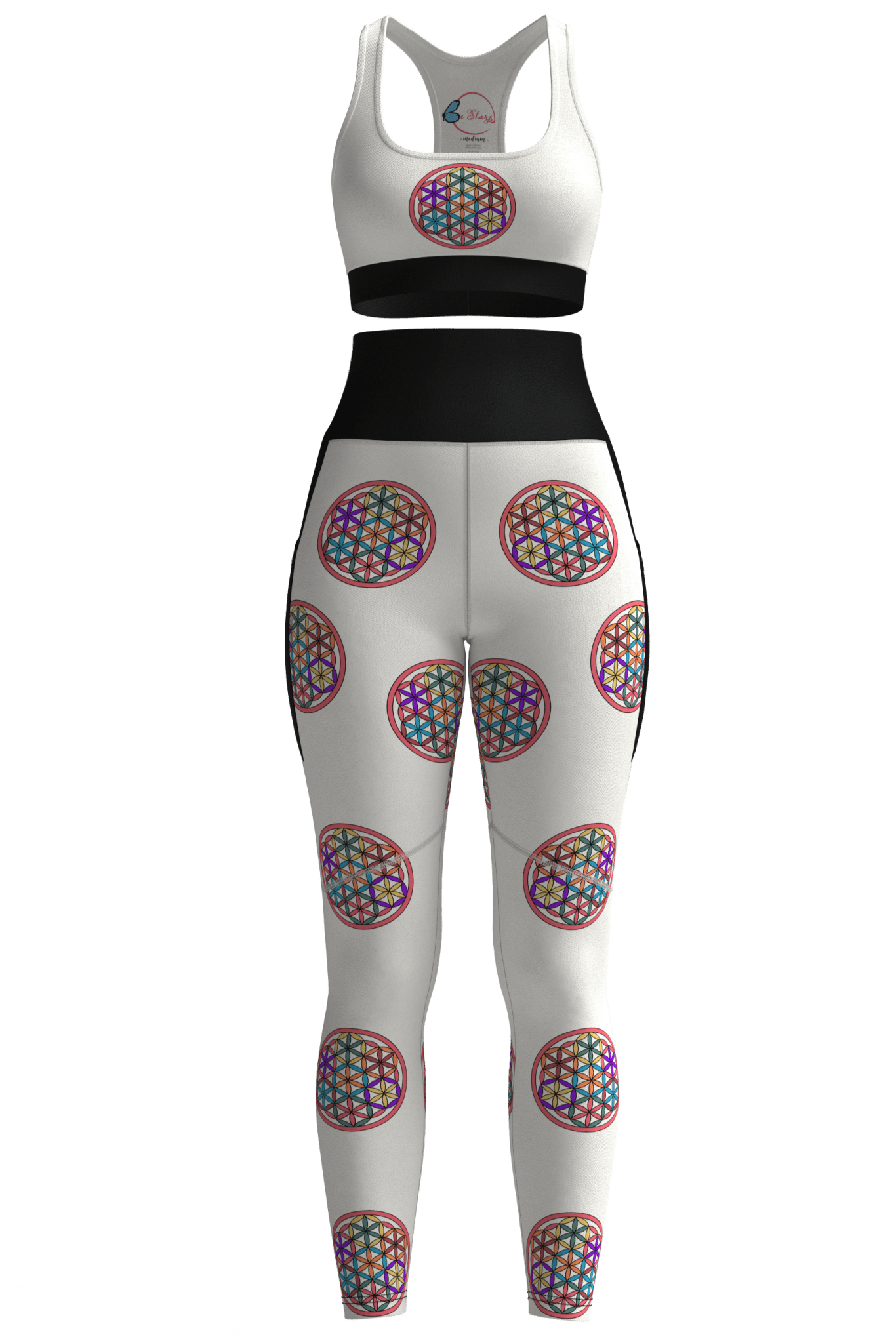Mandala Magic Bra and Leggings Bundle – art-inspired activewear with markers
