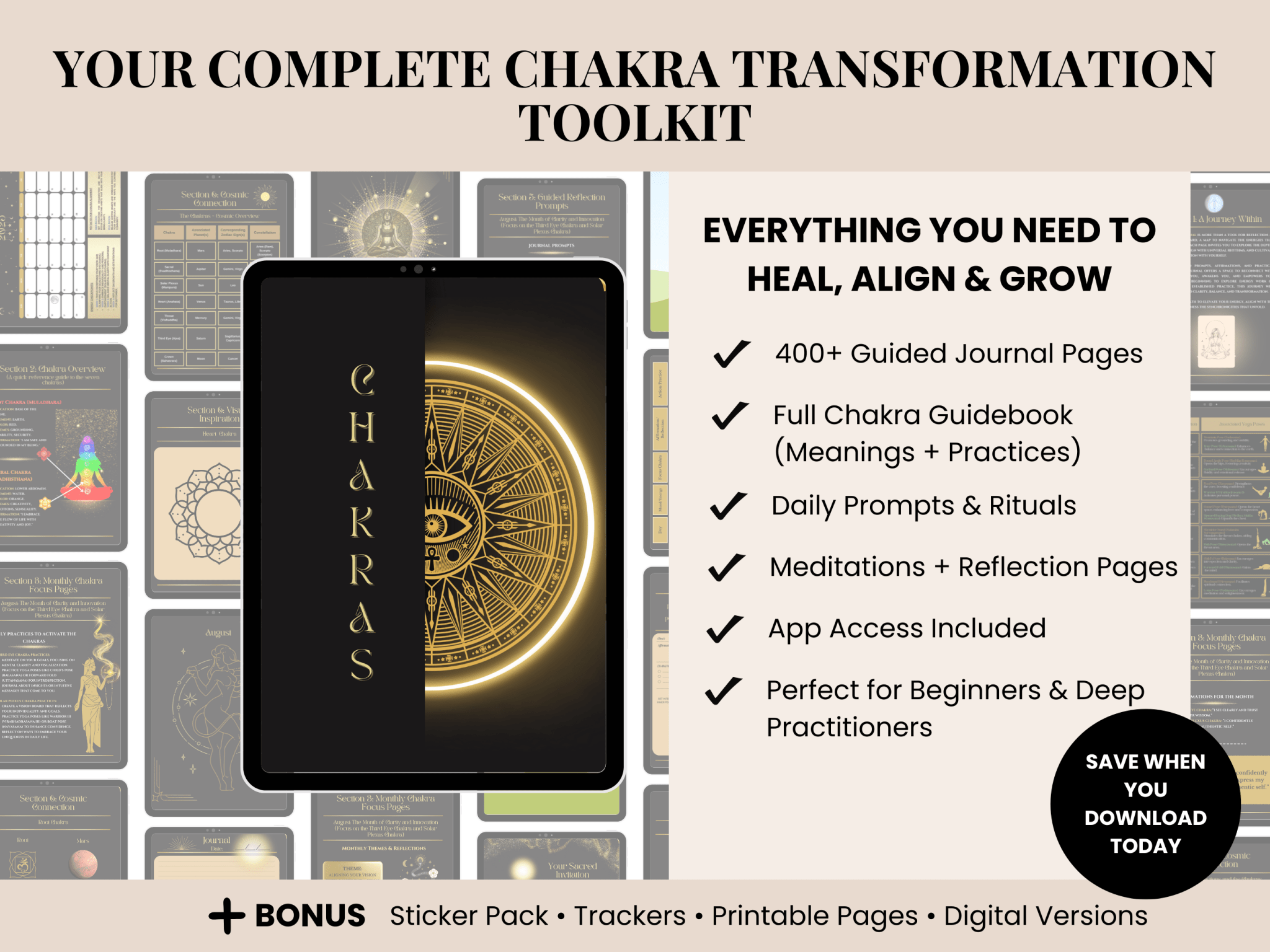 Chakra Digital Pack – Journal + eGuide + App Access from Be Sharp – Spiritual Apparel & Wellness Goods