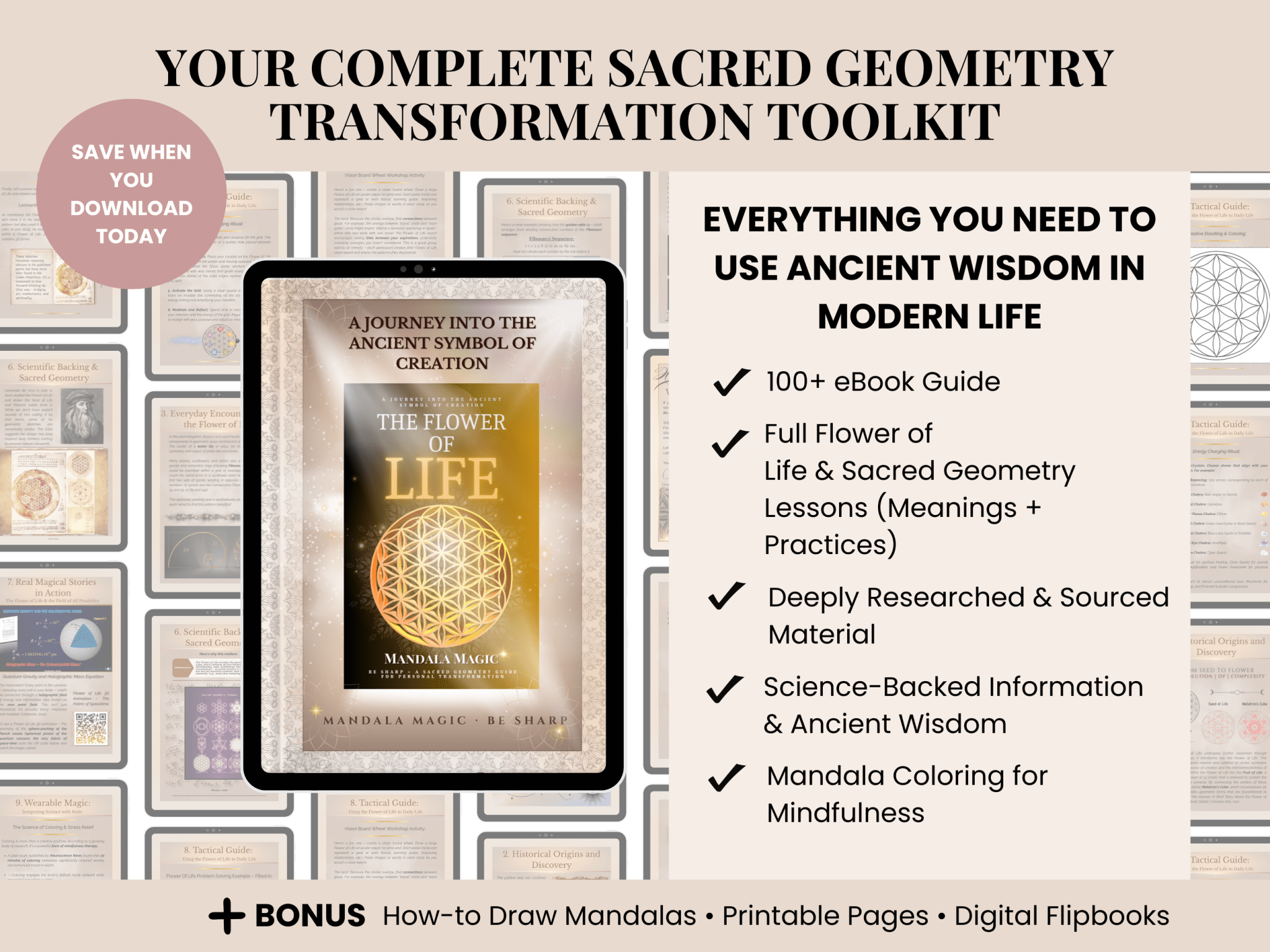 Flower of Life eGuide + Mandala Magic Coloring Book (Digital Add - On) from Be Sharp – Spiritual Apparel & Wellness Goods