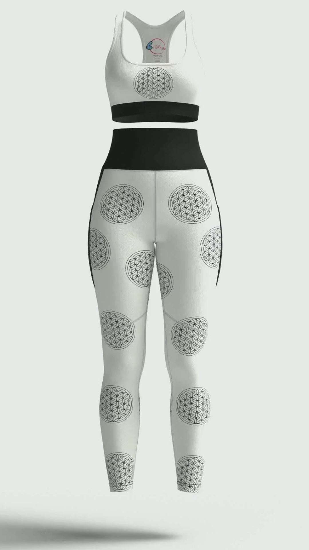 Uncolored Magic Mandala Bra & All-Over Leggings with Flower of Life Mandala